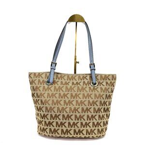 MK Michael Kors Jet Set Signature Tote in Blue and Beige
